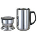 Caneca de parede dupla inox com alça, coador de chá, de 350ml